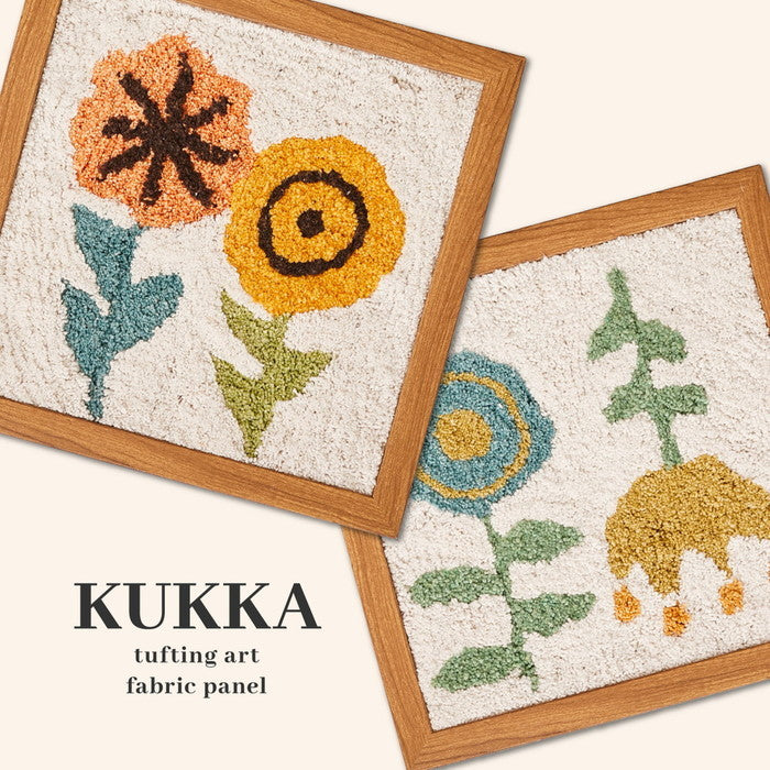 ファブリックパネル KUKKA クッカ 約25×25cm 北欧 タフト タフティング 壁掛け アートパネル 花柄 ハンドメイド hig-270085900xの画像