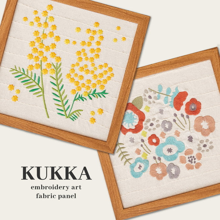 ファブリックパネル KUKKA クッカ 約25×25cm 北欧 刺繍 壁掛け アートパネル 花柄 ハンドメイド hig-270086200xの画像