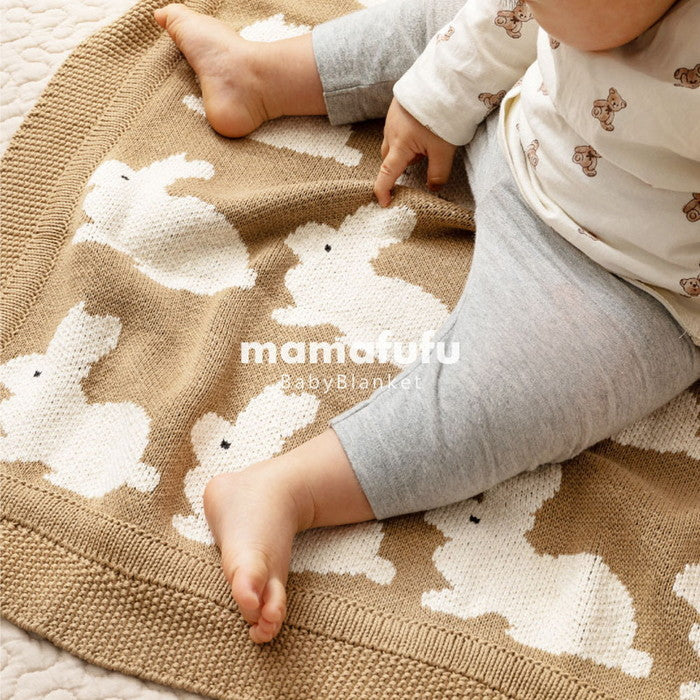 洗えるベビーブランケット 約80×100cm コットン100% ニット生地 ポーチ付き ギフト 出産祝い プレゼント アニマル hig-270092640xの画像