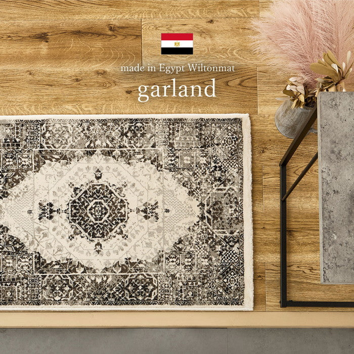 ウィルトン マット ガーランド 約60×90cm 玄関マット インテリアマット エジプト製 オリエンタル シック hig-270608305xの画像