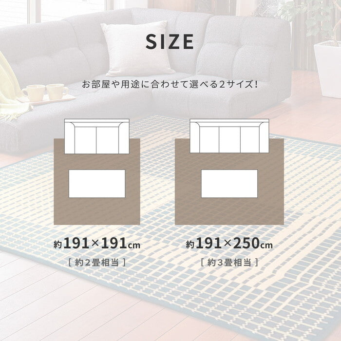 国産い草ラグ 裏貼り 右京 約191×191cm ベージュ hig-81894305xの画像