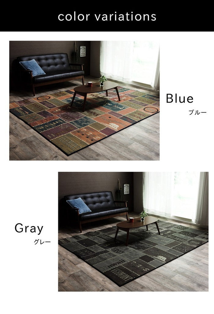 い草ラグ おしゃれ 国産 カーペット Fレパード 約140×200cm ブルー グレー ihk-1050500042303の画像