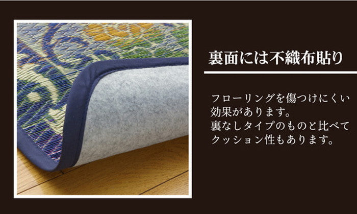 い草ラグカーペット DXマーベラス 約191×191cm 裏:不織布 ブルー ihk-1061230013603の画像