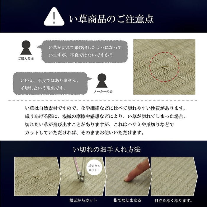 敷物 国産 日本製 純国産 い草 掛川織 花ござ 抗菌防臭 自然素材 不織布 モダン 約191×191cm ブラック ihk-1080370033203の画像