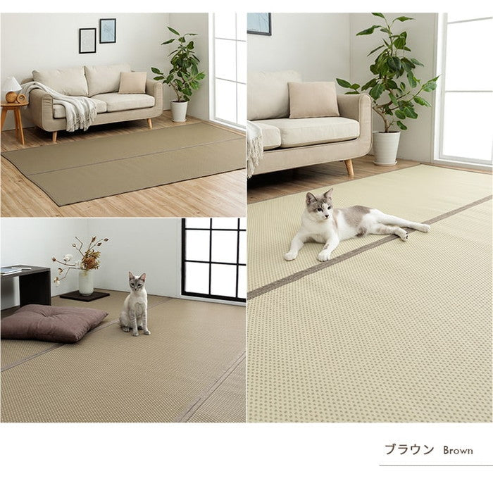 洗える ござ 日本製 国産 カーペット リバーシブル 丈夫 除菌スプレー対応 敷詰 ラグ 敷物 ペット 江戸間1畳 約87×174cm ブラウン グリーン グレー ihk-1090740020802の画像