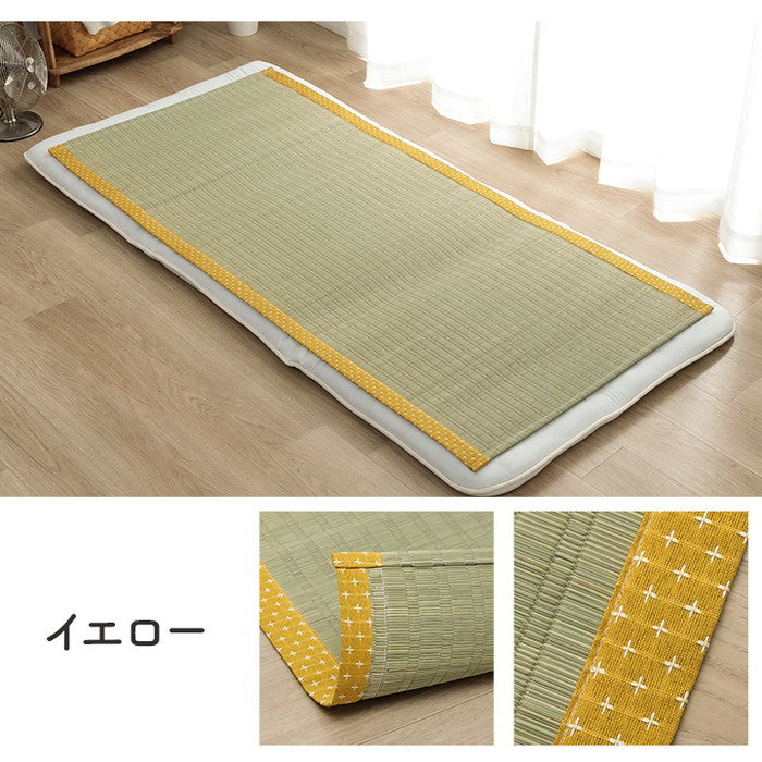 寝具 シーツ い草 吸湿 調湿効果 抗菌防臭 グリーン 88×180cm グリーン ネイビー イエロー ihk-1122950120725の画像