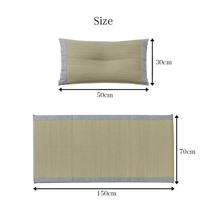 寝具 マット マットレス 枕 セット い草 国産 日本製 ボリューム くつろぎ プレゼント ギフト ラッピング 吸汗 調湿 消臭 お手入れ簡単 マット 約70×150cm 枕 約50×30cm グリーン グレー ihk-1122960124644の画像