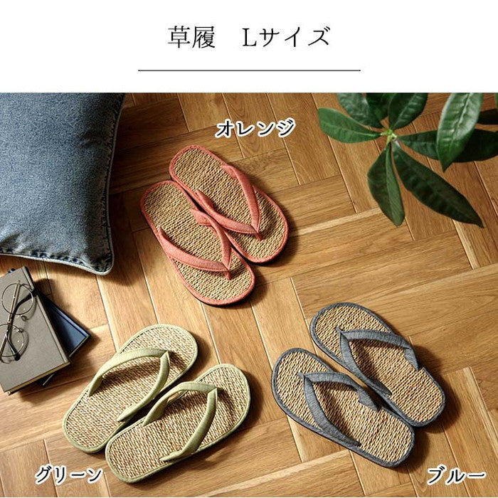 草履 紳士用 男性用 メンズ 箱付七島い草 ベトナム製 ギフト シンプル L 適応サイズ24.5?26cm ブルー グリーン オレンジ ihk-1141510041002の画像