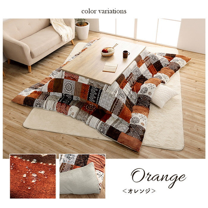 こたつ布団 正方形 撥水 日本製 ノルディック柄 約205×205cm ベージュ オレンジ ihk-1151710020103の画像