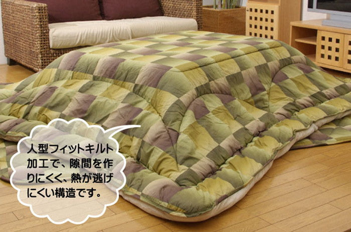 国内プリント こたつ厚掛け布団単品 式部 約205×245cm 裏地:フランネル グリーン ihk-1160250120203の画像