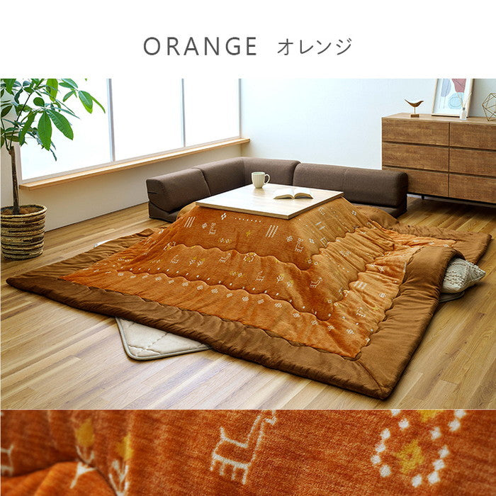 こたつ布団 単品 ローソファー用 大きめ ギャベ柄 撥水 正方形 約240×240cm グレー オレンジ ihk-1172450130799の画像