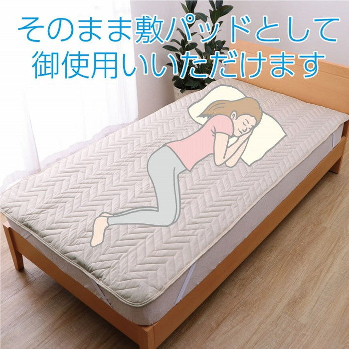 寝具 オールシーズン 快適睡眠 ベッドパッド 洗える アレルプルーフ 抗菌 消臭 アレル物質吸着 洗濯機OK 四隅ゴムバンド付き ズレにくい シングル 100×200cm ihk-1192030370101の画像