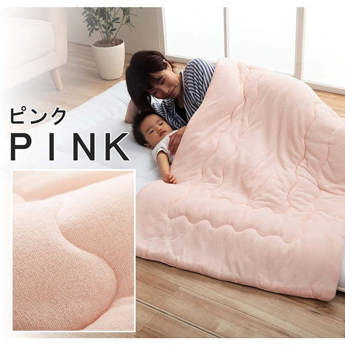 寝具 肌布団 キルトケット お昼寝 保育園 キッズ ジュニア 綿100% 洗える 洗濯機丸洗い 優しいタオル地 80×140cm ブルー ピンク ihk-1192330042608の画像