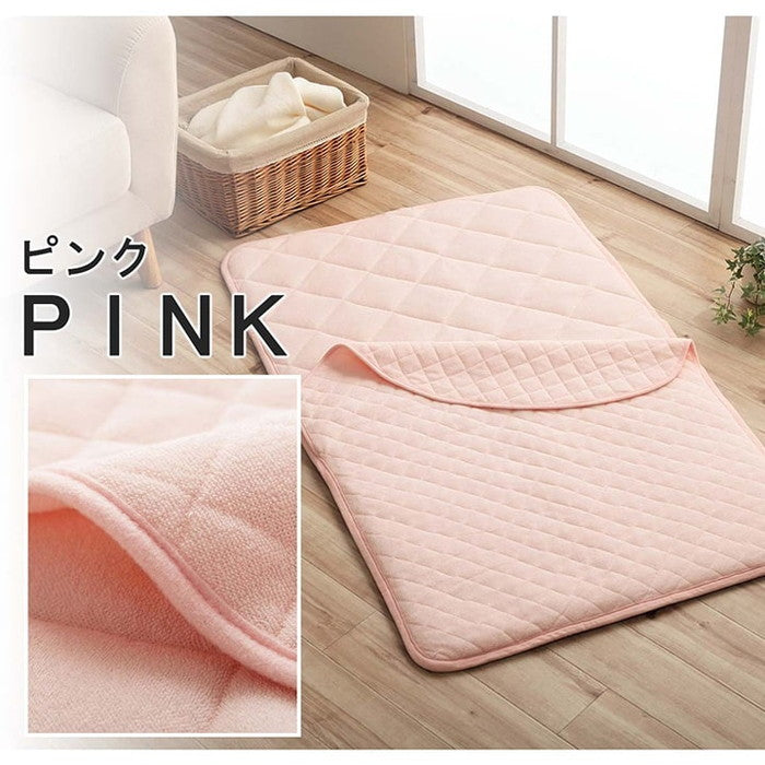 寝具 お昼寝マット 肌掛け布団 一体型 寝冷え対策 キッズ ジュニア 綿100% 滑り止め付き 洗える 洗濯機丸洗い 優しいタオル地 70×120cm ブルー ピンク ihk-1192330042612の画像