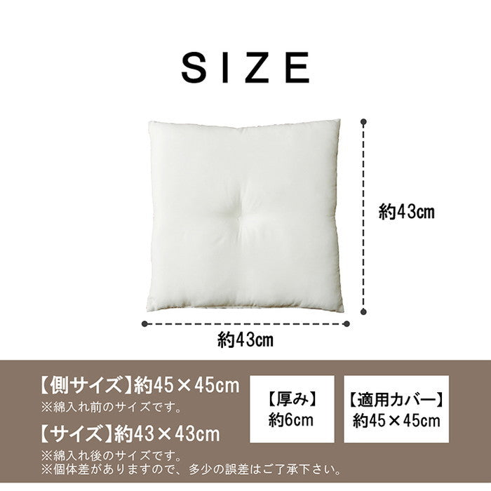 ヌードクッション 国産 日本製 洗える シート 椅子用 約45×45cm 2枚組 アイボリー ihk-1210660140203の画像