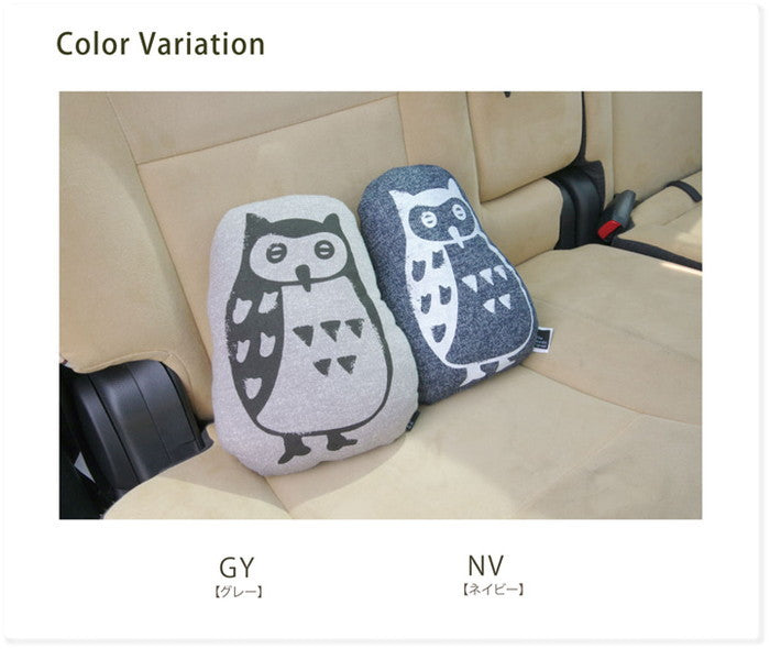 車用クッション カークッション クッション 枕 まくら マクラ フクロウ ルース シートベルト枕 約28×20cm グレー ネイビー ihk-1230240130902の画像