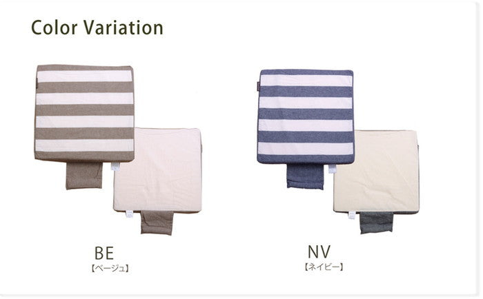 車用クッション カークッション クッション ベーシック ボーダー 綿100% インド綿 ロカ 低反発マチ付き 約40×40×4cm ベージュ ネイビー ihk-1230290020502の画像