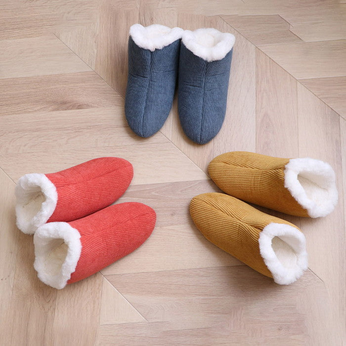 ルームシューズ スリッパ 兼用 Lサイズ 約25?27cm 甲高 履きやすい 室内 もこもこ あったか 冬 冷え性 おしゃれ コーデュロイ調 ギフト プレゼント ネイビー レッド イエロー ihk-1260240190402の画像