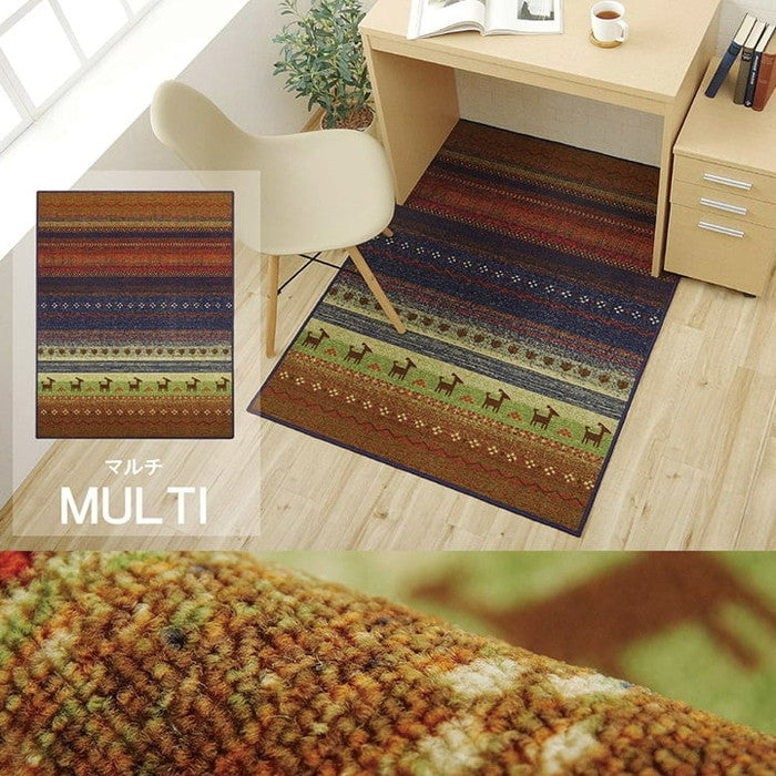 デスクカーペット デスクマット 学習机 マット ラグ ルームマット 子供部屋 キズ防止 テレワーク 約100×130cm グリーン オレンジ マルチ ihk-1271840121401の画像