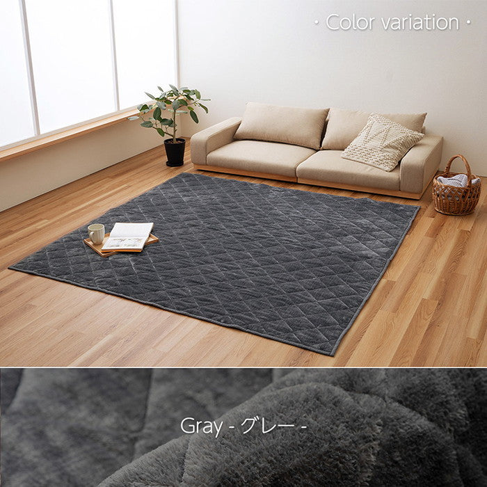 ラグ カーペット フランネル 無地 無地調 キルトラグ 洗える ホットカバー対応 こたつ敷 床暖房 正方形 約180×180cm ブラウン グレー ihk-1295211064901の画像