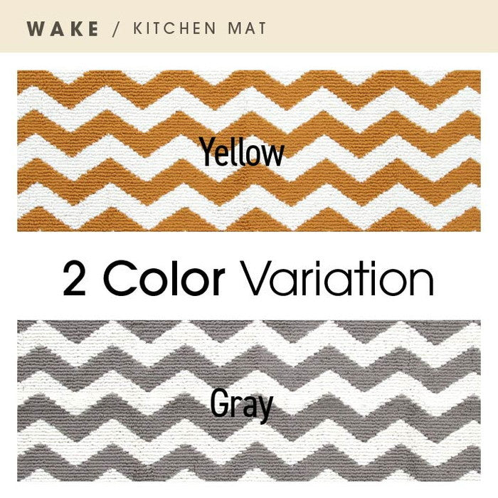 キッチンマット ウェイク 約65×252cm グレー イエロー ihk-1310590136001の画像