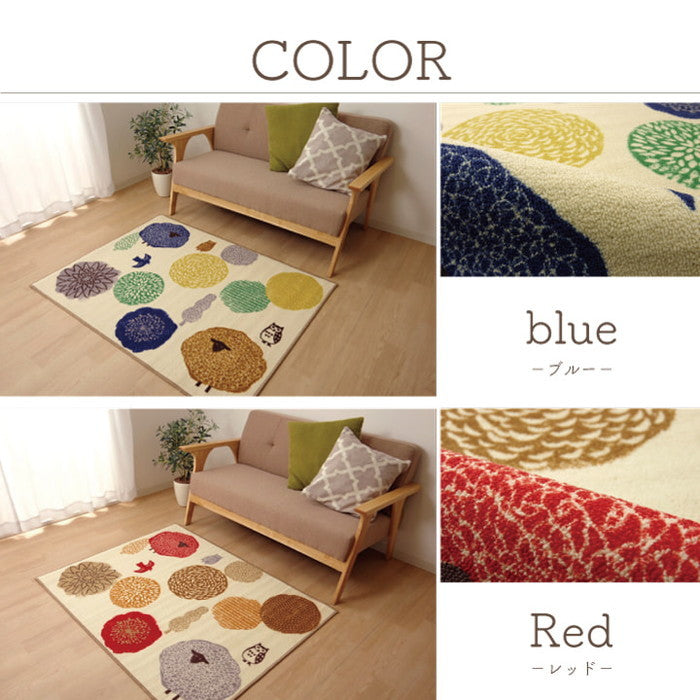 デスクカーペット デスクマット 学習机 マット ラグ ルームマット 子供部屋 キズ防止 テレワーク 北欧 約100×130 cm ブルー レッド ihk-1340650040403の画像