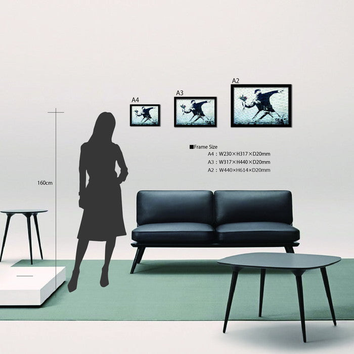 バンクシー Banksy インテリアアート Life is beautiful ライフ・イズ・ビューティフル VS-1003WH-A2 フレームカラー:ホワイト サイズ:A2 店舗 カフェ ラウンジ ロビー ホテル 法人 kar-10054179s10の画像