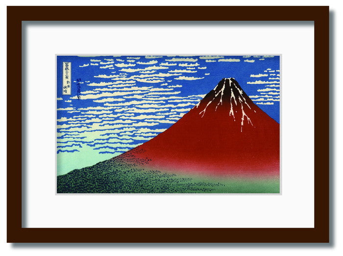 和楽シリーズ 葛飾北斎 富嶽三十六景 凱風快晴 WR-1002BR-A4 フレームカラー ブラウン サイズ W230×H317×D20mm 750g 店舗 カフェ ラウンジ ロビー ホテル 法人 kar-11670155s2の画像