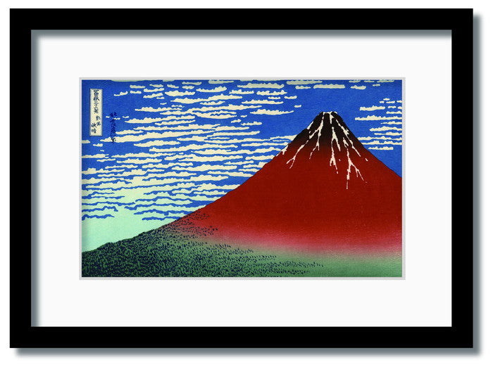 和楽シリーズ 葛飾北斎 富嶽三十六景 凱風快晴 WR-2002BK-A3 フレームカラー ブラック サイズ W317×H440×D20mm 1350g 店舗 カフェ ラウンジ ロビー ホテル 法人 kar-11670155s5の画像