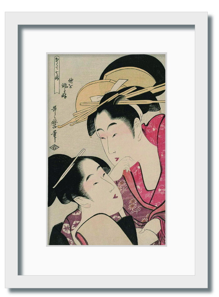 和楽シリーズ 喜多川 歌麿 浮世絵 美人画 なくて七癖 他を誹る癖 WR-1006WH-A4 フレームカラー ホワイト サイズ W230×H317×D20mm 750g 店舗 カフェ ラウンジ ロビー ホテル 法人 kar-11670346s4の画像