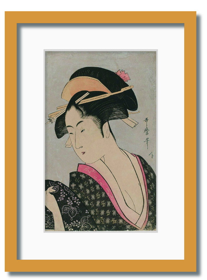 和楽シリーズ 喜多川 歌麿 浮世絵 美人画 ふり返り WR-1007NA-A4 フレームカラー ナチュラル サイズ W230×H317×D20mm 750g 店舗 カフェ ラウンジ ロビー ホテル 法人 kar-11670349s3の画像