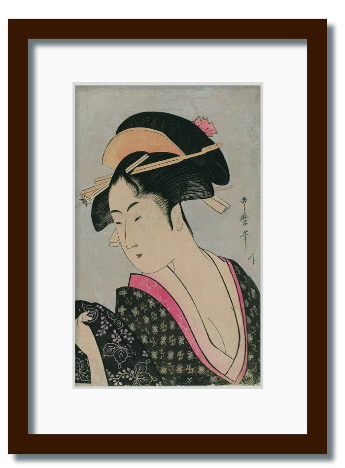 和楽シリーズ 喜多川 歌麿 浮世絵 美人画 ふり返り WR-2007BR-A3 フレームカラー ブラウン サイズ W317×H440×D20mm 1350g 店舗 カフェ ラウンジ ロビー ホテル 法人 kar-11670349s6の画像