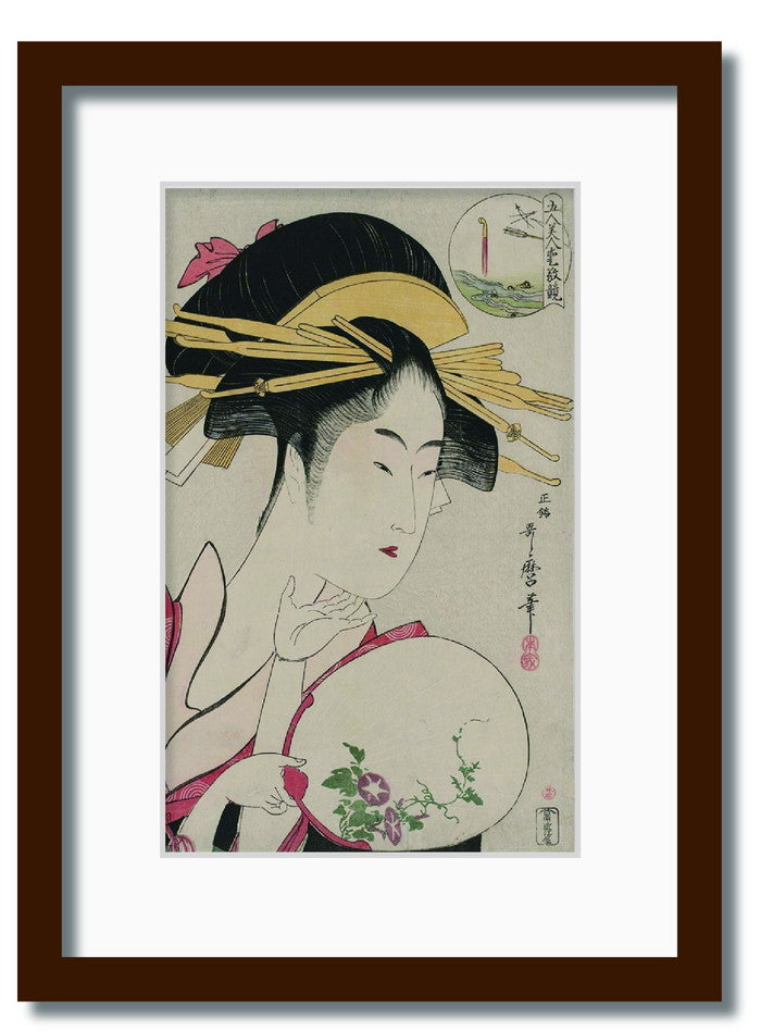 和楽シリーズ 喜多川 歌麿 浮世絵 美人画 五人美人愛敬競松葉屋喜瀬川 WR-1008BR-A4 フレームカラー ブラウン サイズ W230×H317×D20mm 750g 店舗 カフェ ラウンジ ロビー ホテル 法人 kar-11670365s2の画像