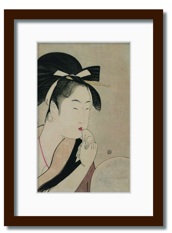和楽シリーズ 喜多川 歌麿 浮世絵 美人画 口紅 WR-1009BR-A4 フレームカラー ブラウン サイズ W230×H317×D20mm 750g 店舗 カフェ ラウンジ ロビー ホテル 法人 kar-11670372s2の画像