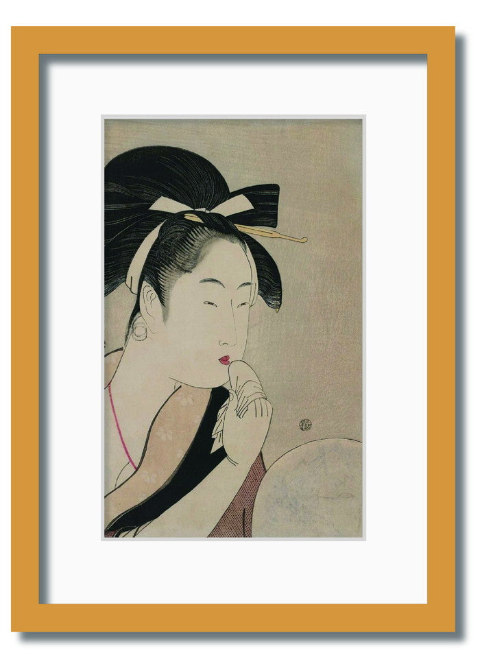 和楽シリーズ 喜多川 歌麿 浮世絵 美人画 口紅 WR-1009NA-A4 フレームカラー ナチュラル サイズ W230×H317×D20mm 750g 店舗 カフェ ラウンジ ロビー ホテル 法人 kar-11670372s3の画像
