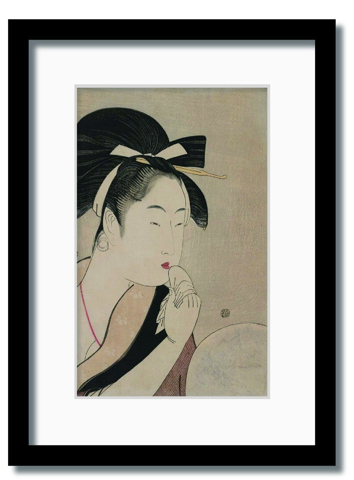 和楽シリーズ 喜多川 歌麿 浮世絵 美人画 口紅 WR-2009BK-A3 フレームカラー ブラック サイズ W317×H440×D20mm 1350g 店舗 カフェ ラウンジ ロビー ホテル 法人 kar-11670372s5の画像