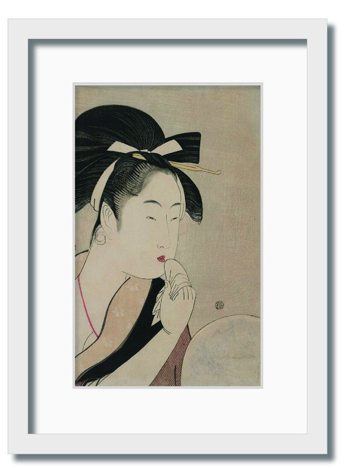和楽シリーズ 喜多川 歌麿 浮世絵 美人画 口紅 WR-2009WH-A3 フレームカラー ホワイト サイズ W317×H440×D20mm 1350g 店舗 カフェ ラウンジ ロビー ホテル 法人 kar-11670372s8の画像