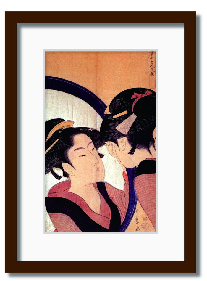 和楽シリーズ 喜多川 歌麿 浮世絵 美人画 姿身七人化粧 WR-1010BR-A4 フレームカラー ブラウン サイズ W230×H317×D20mm 750g 店舗 カフェ ラウンジ ロビー ホテル 法人 kar-11670373s2の画像