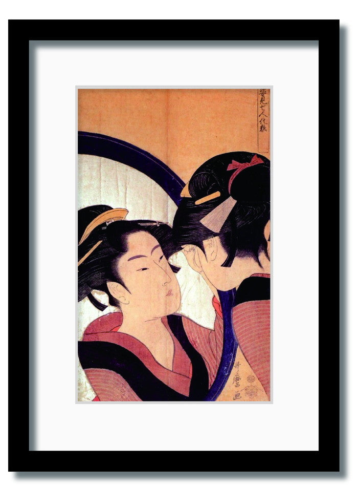 和楽シリーズ 喜多川 歌麿 浮世絵 美人画 姿身七人化粧 WR-2010BK-A3 フレームカラー ブラック サイズ W317×H440×D20mm 1350g 店舗 カフェ ラウンジ ロビー ホテル 法人 kar-11670373s5の画像