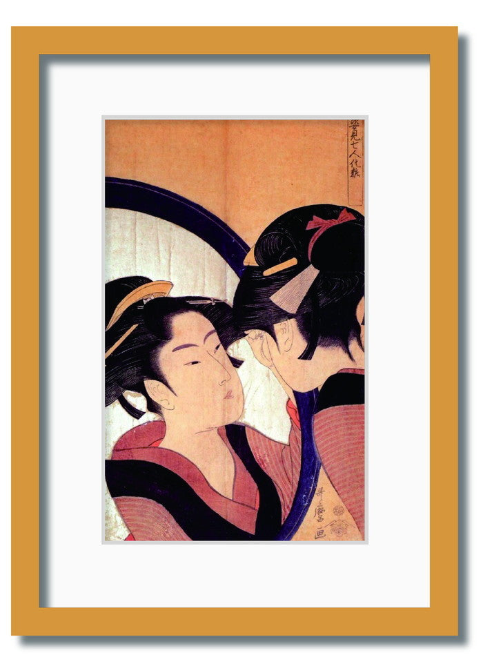 和楽シリーズ 喜多川 歌麿 浮世絵 美人画 姿身七人化粧 WR-2010NA-A3 フレームカラー ナチュラル サイズ W317×H440×D20mm 1350g 店舗 カフェ ラウンジ ロビー ホテル 法人 kar-11670373s7の画像