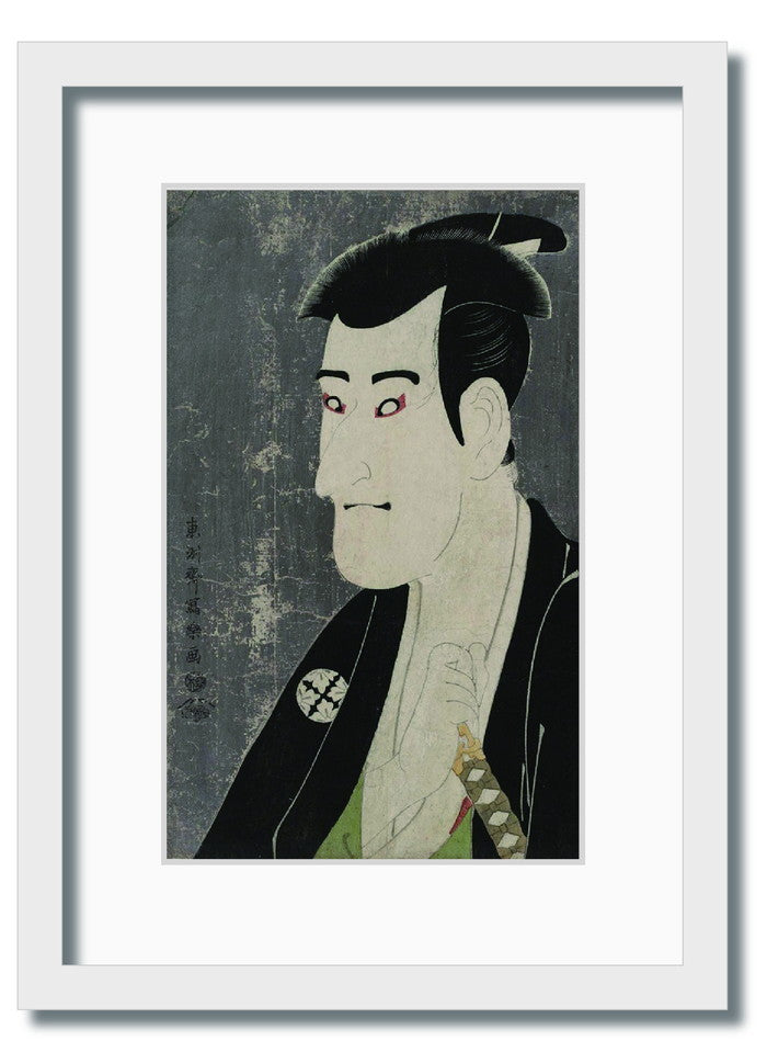 和楽シリーズ 浮世絵 東洲斎写楽 三世市川高麗蔵の志賀大七 WR-1012WH-A4 フレームカラー ホワイト サイズ W230×H317×D20mm 750g 店舗 カフェ ラウンジ ロビー ホテル 法人 kar-11672072s4の画像