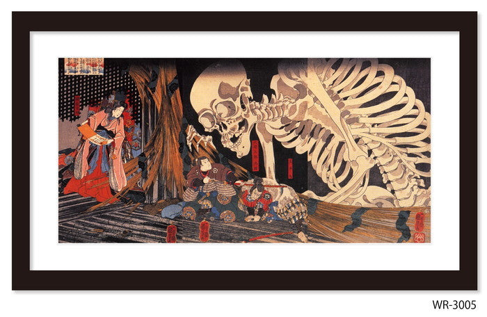 和楽シリーズ 浮世絵 歌川 国芳 相馬の古内裏 WR-3005 フレームカラー ブラック マットカラー ホワイト W750×H350×D15mm 店舗 カフェ ラウンジ ロビー ホテル 法人 kar-11683847s5の画像