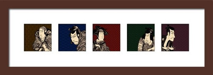 和柄 和額装シリーズ KABUKI 歌舞伎 5連 WG-3001 アート 絵 フレーム 店舗 カフェ ラウンジ ロビー ホテル 法人 kar-3133293s1の画像