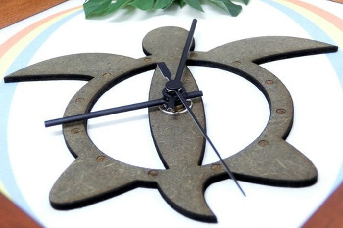 ハワイアン インテリア時計 DECLOCK Hawaiian Clock Honu Rainbow フレーム ブラウン プルメリア イエロー DC-1805 保証付 店舗 カフェ ラウンジ ロビー ホテル 法人 kar-3776330s5の画像