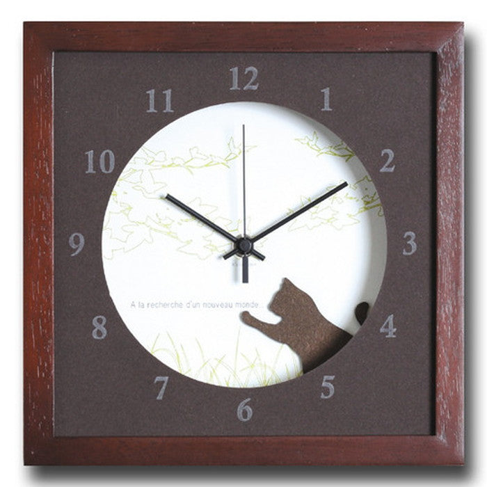 北欧テイスト インテリアクロック 時計 VerdureClock Cat BR ブラウン DC-3007 保証付 店舗 カフェ ラウンジ ロビー ホテル 法人 kar-4020152s1の画像