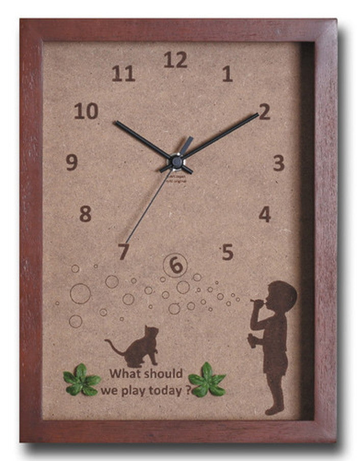 こどもたち ネコ 北欧テイスト インテリアクロック 時計 Bubble Boy BR ブラウン DC-3102 保証付 店舗 カフェ ラウンジ ロビー ホテル 法人 kar-4020174s1の画像