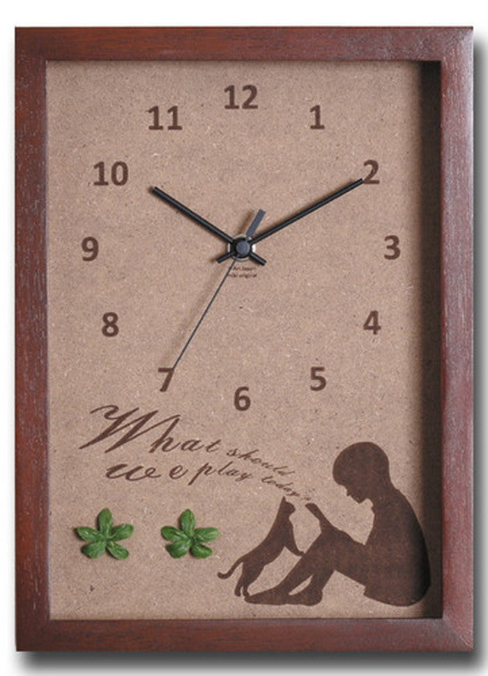 こどもたち ネコ 北欧テイスト インテリアクロック 時計 Reading Boy BR ブラウン DC-3110 保証付 店舗 カフェ ラウンジ ロビー ホテル 法人 kar-4020182s1の画像