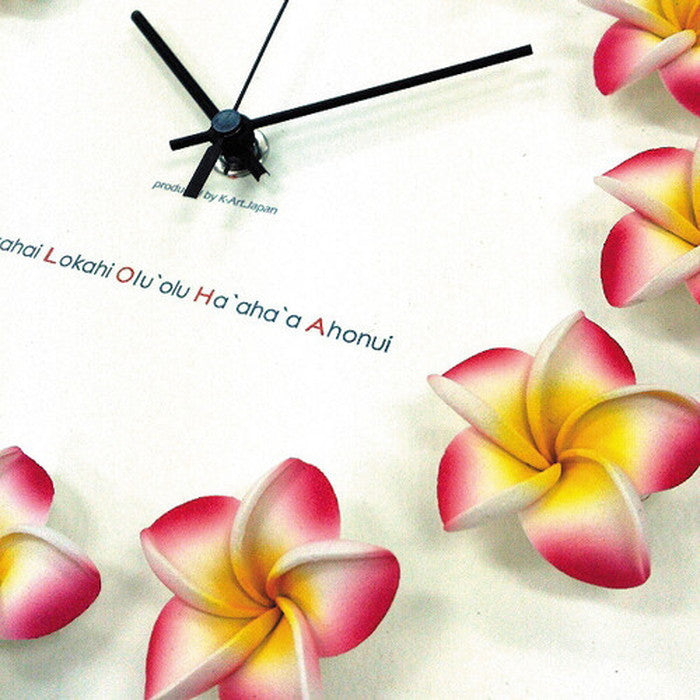 ハワイアン プルメリア 文字盤 掛け時計 FrangiPani Clock1 プルメリア イエロー ブラウン FP-1004 保証付 店舗 カフェ ラウンジ ロビー ホテル 法人 kar-4534129s4の画像