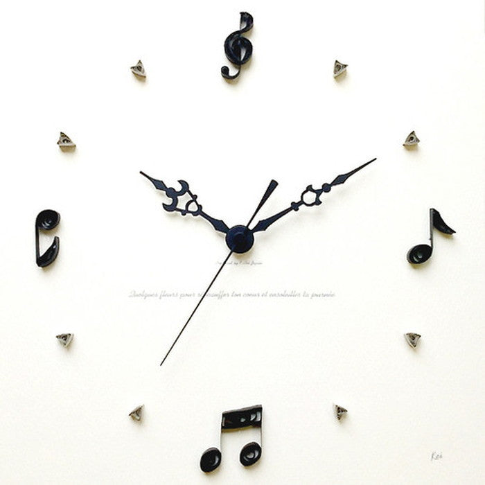アートクラフト ペーパークイリング掛時計 Paper Quiling Clock フレームカラーナチュラル Music PQ-1009 保証付 店舗 カフェ ラウンジ ロビー ホテル 法人 kar-5093255s1の画像