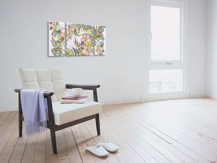 CANVAS ART キャンバスアート Hibiscus ハイビスカス Lサイズ W1000×H500 3枚組 US-4001 店舗 カフェ ラウンジ ロビー ホテル 法人 kar-5620994s2の画像